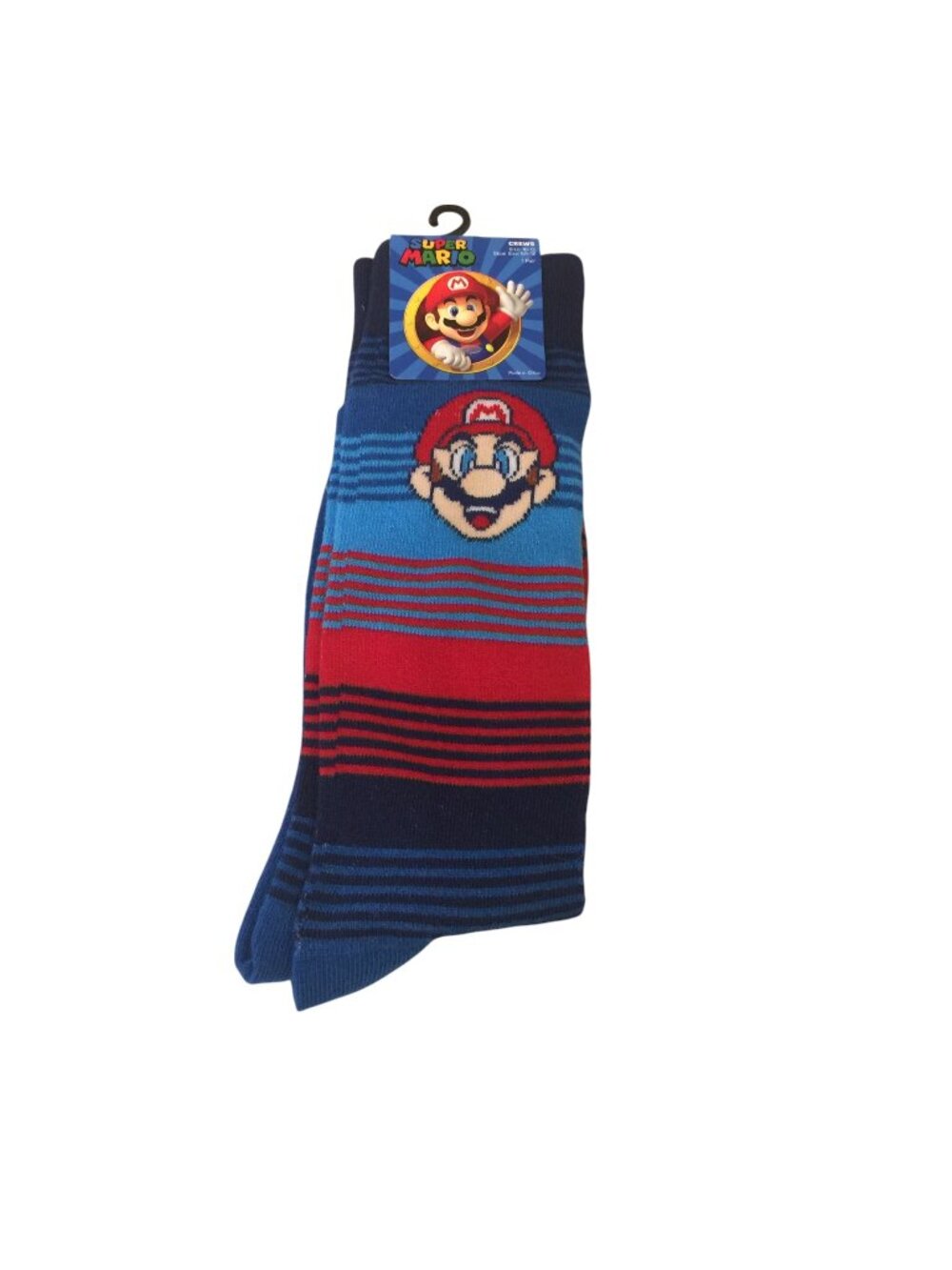 SUPER MARIO Men's Crew Socks Size 10-13 Red Blue